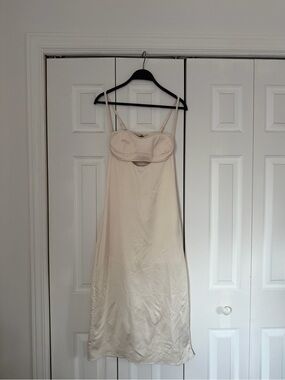 Cream Slip Dress with Bust Detail